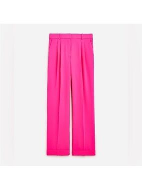 J. Crew Wide Leg Essential Pant in City Crepe, Bright Pink